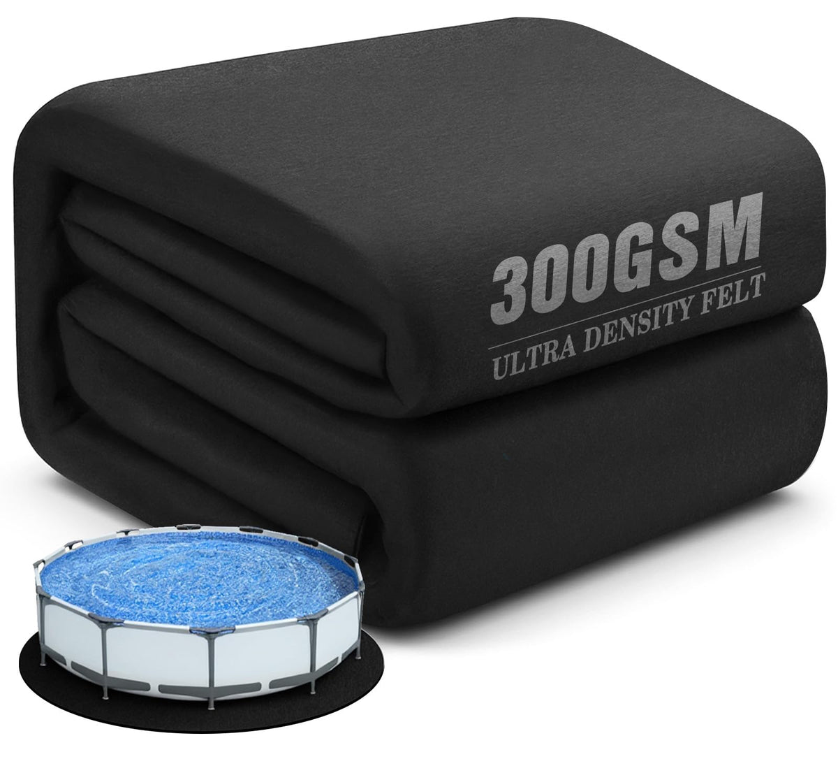 UIRWAY 12ft round pool pad top view shows dense protective underlayment