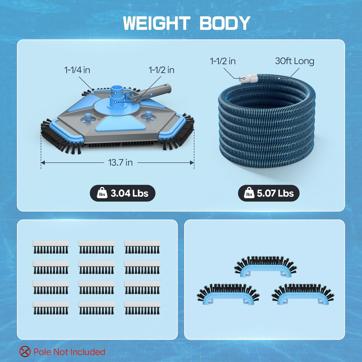 UIRWAY 30ft kink-resistant pool hose for durable, tangle-free cleaning.
