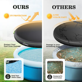 UIRWAY black pool cover on water highlights sleek, durable design