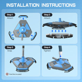 UIRWAY Complete pool cleaning kit includes head and 30 ft hose.