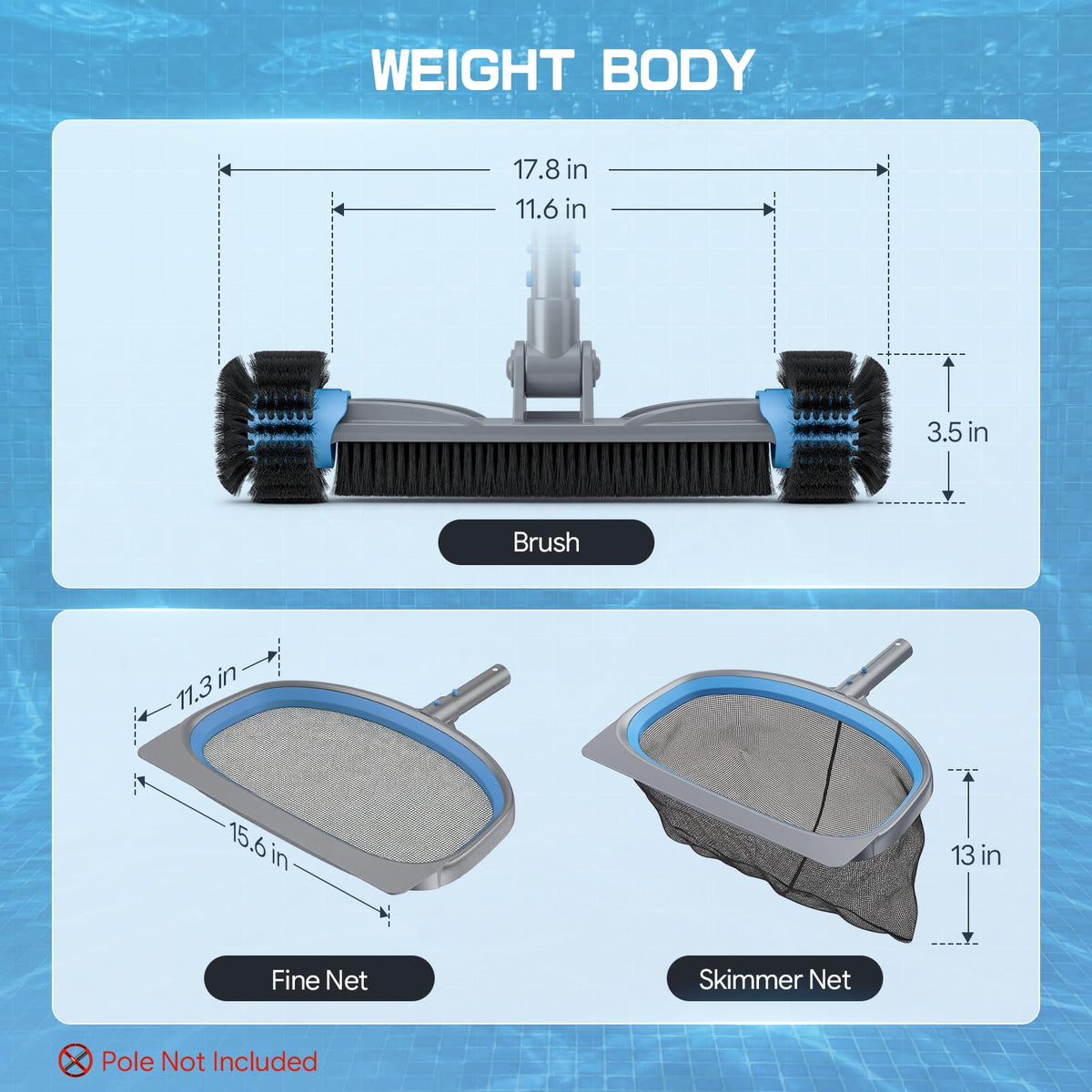 UIRWAY deep leaf skimmer net captures large debris with a safe, sturdy frame.
