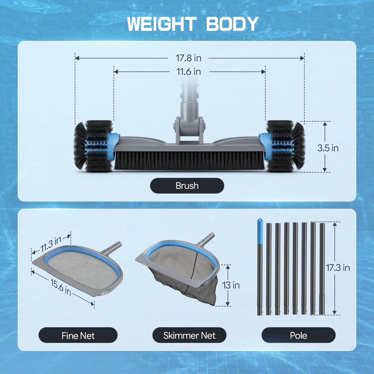 UIRWAY deep leaf skimmer net captures large debris with a sturdy wide mouth