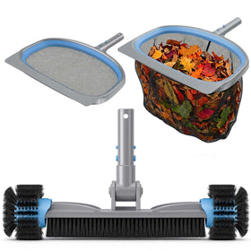 UIRWAY deluxe 3-in-1 pool cleaning brush in action, tough on grime yet gentle on liners.