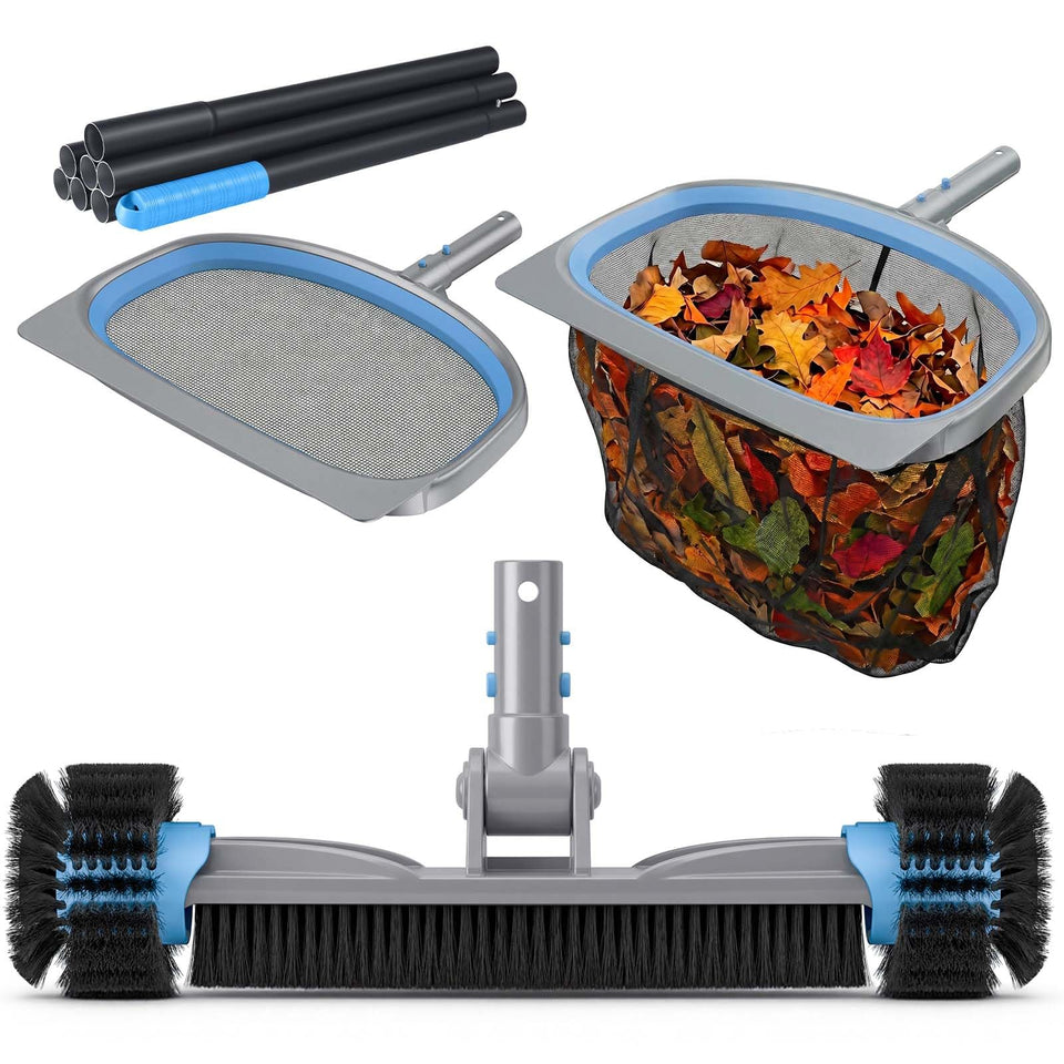 UIRWAY deluxe pool cleaning kit brush: powerful scrubbing action for walls and floors