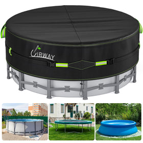 UIRWAY round pool cover with reflective strips for safe night visibility