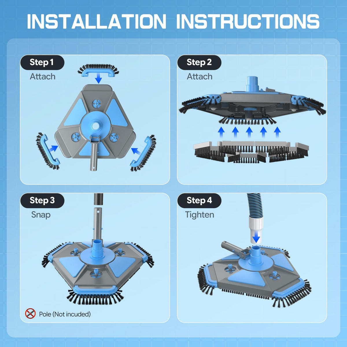 UIRWAY skimmer net deep design captures surface debris.