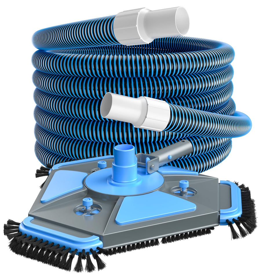 UIRWAY Upgrade Pool Vacuum Head with side brush and 360° swivel for tight corner cleaning.