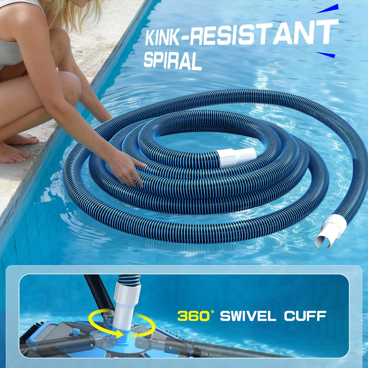 UIRWAY Vinyl-friendly vacuum head for safe cleaning on vinyl liners.