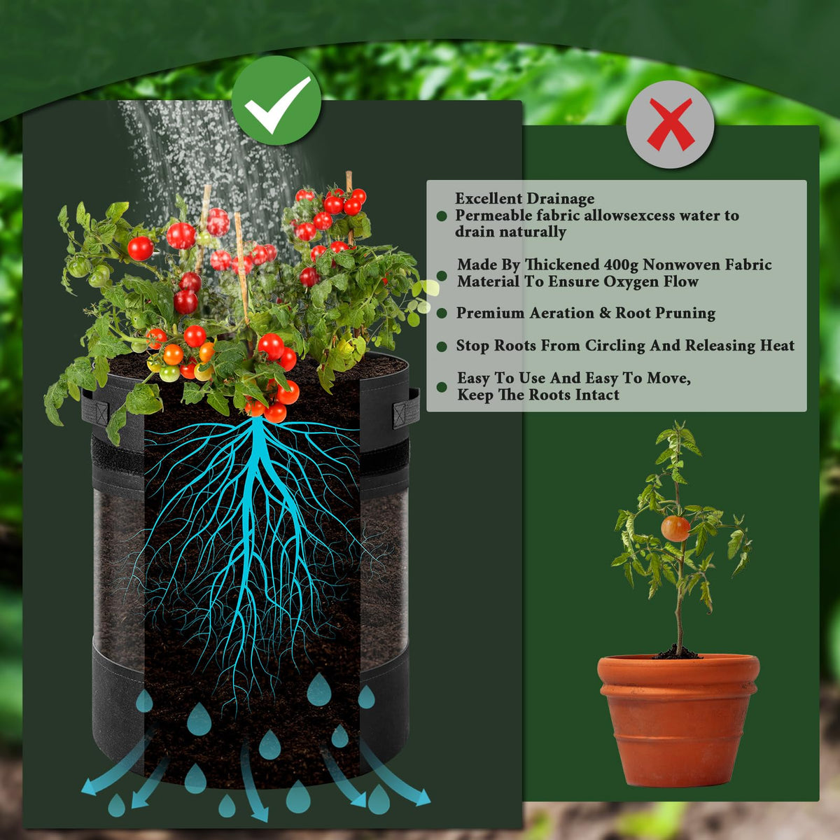 UJG blackout cloth with Velcro design on a grow bag.