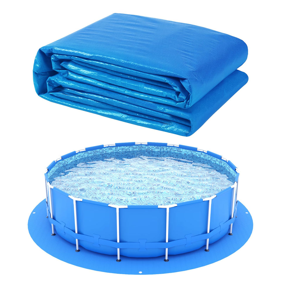 UJG pool ground cloth 16x16-foot protects above-ground pools from ground debris