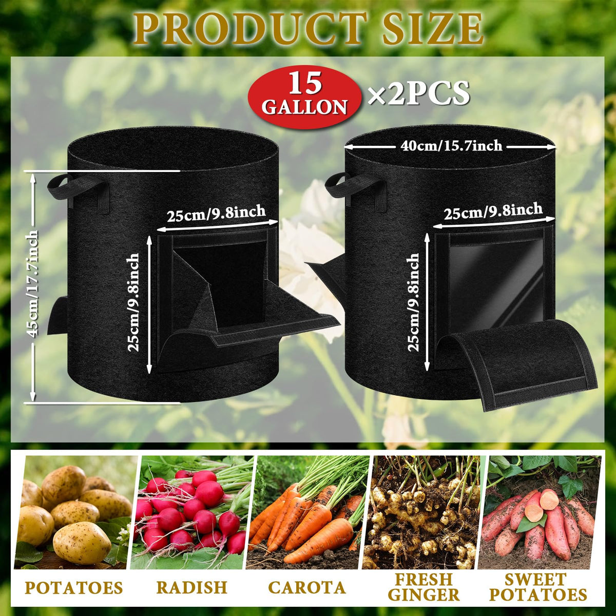 Clear harvest window on the UJG bag lets you observe roots.