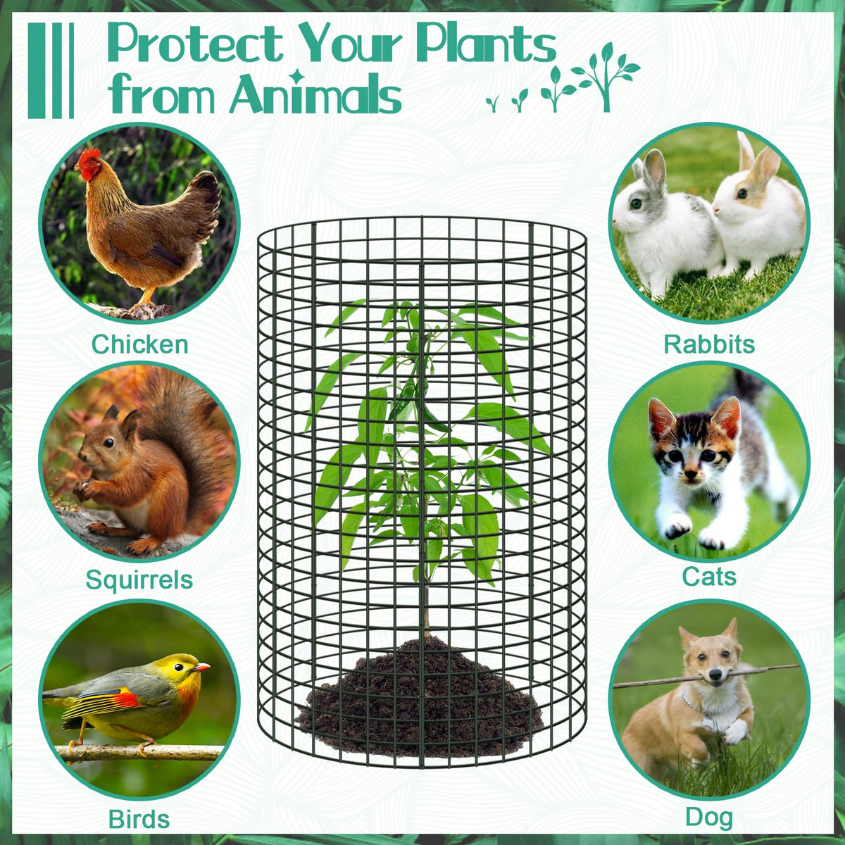 UJG U-shaped ground stakes image emphasizes easy anchoring to the soil.