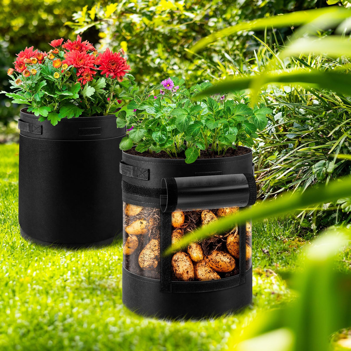 UJG grow bags suitable for potatoes, strawberries, tomatoes, and more.