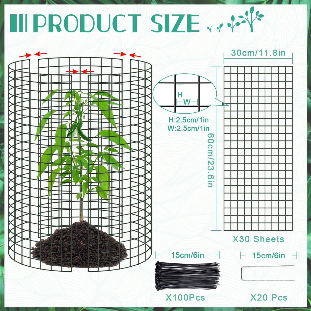 UJG wire mesh plant cage shows flexible shape options for garden beds