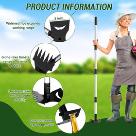 Garden scene with Ukiupop tool for weed removal and digging