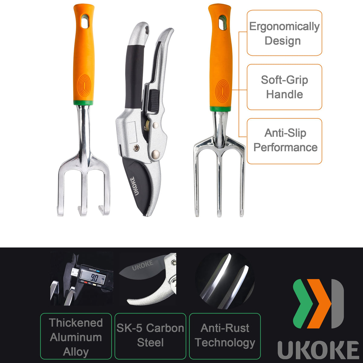Ukoke pruning shears with high-carbon blades for clean cuts and lasting sharpness.