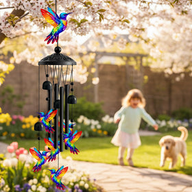 Ukulork hummingbird wind chime enhances outdoor spaces with a magical, gentle tone.