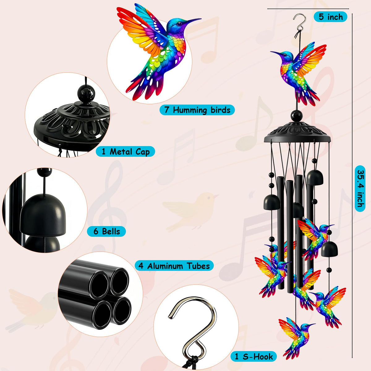 Ukulork memorial wind chimes add a calming memorial ambiance for garden spaces.