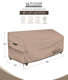 ULTCOVER 600D polyester with waterproof backing protects cushions from moisture.