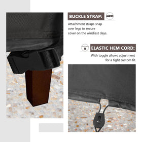 ULTCOVER clips and elastic drawcord secure chair legs in windy weather