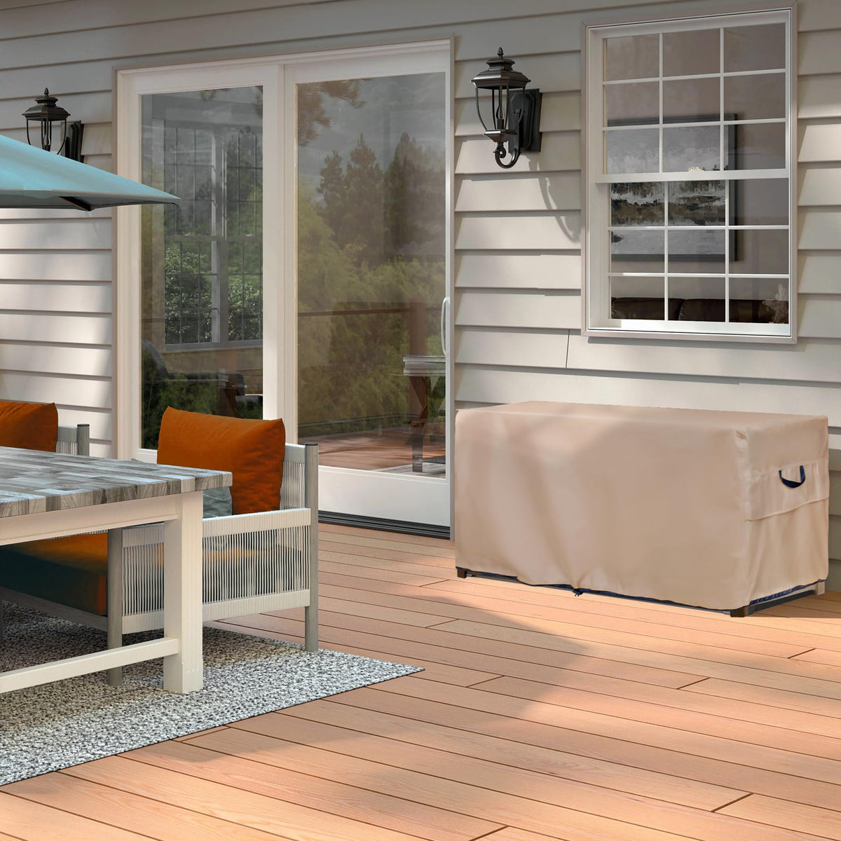 ULTCOVER easy-care cover keeps outdoor storage neat and protected.