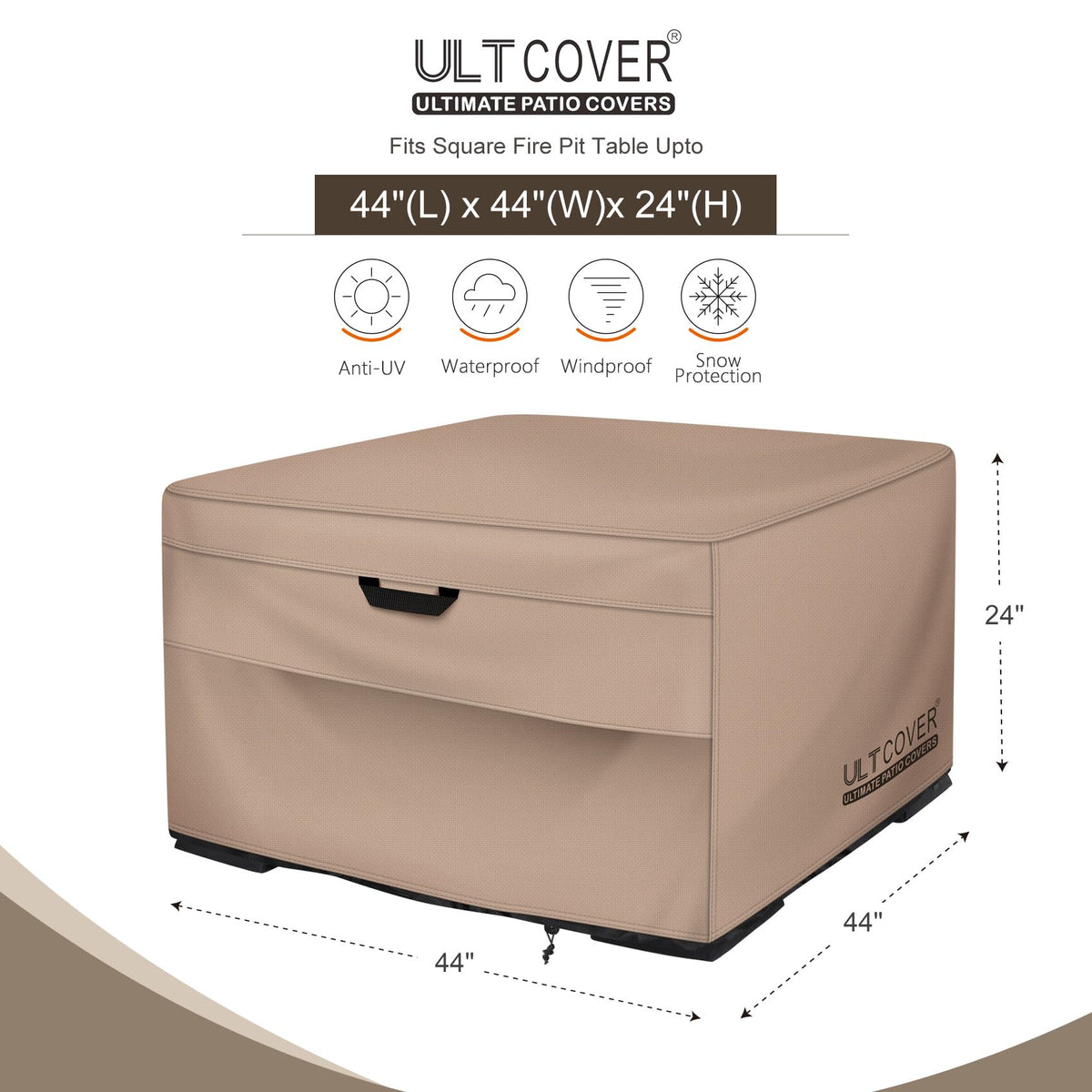 ULTCOVER 600D canvas with waterproof backing sheds rain and snow.