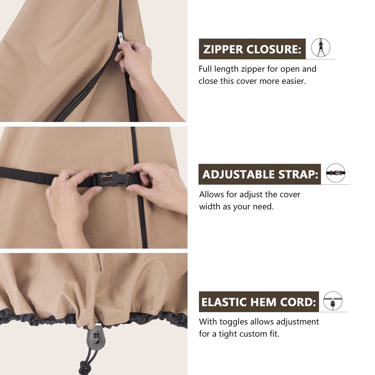 ULTCOVER heavy-duty clips and straps for snug, adjustable coverage.