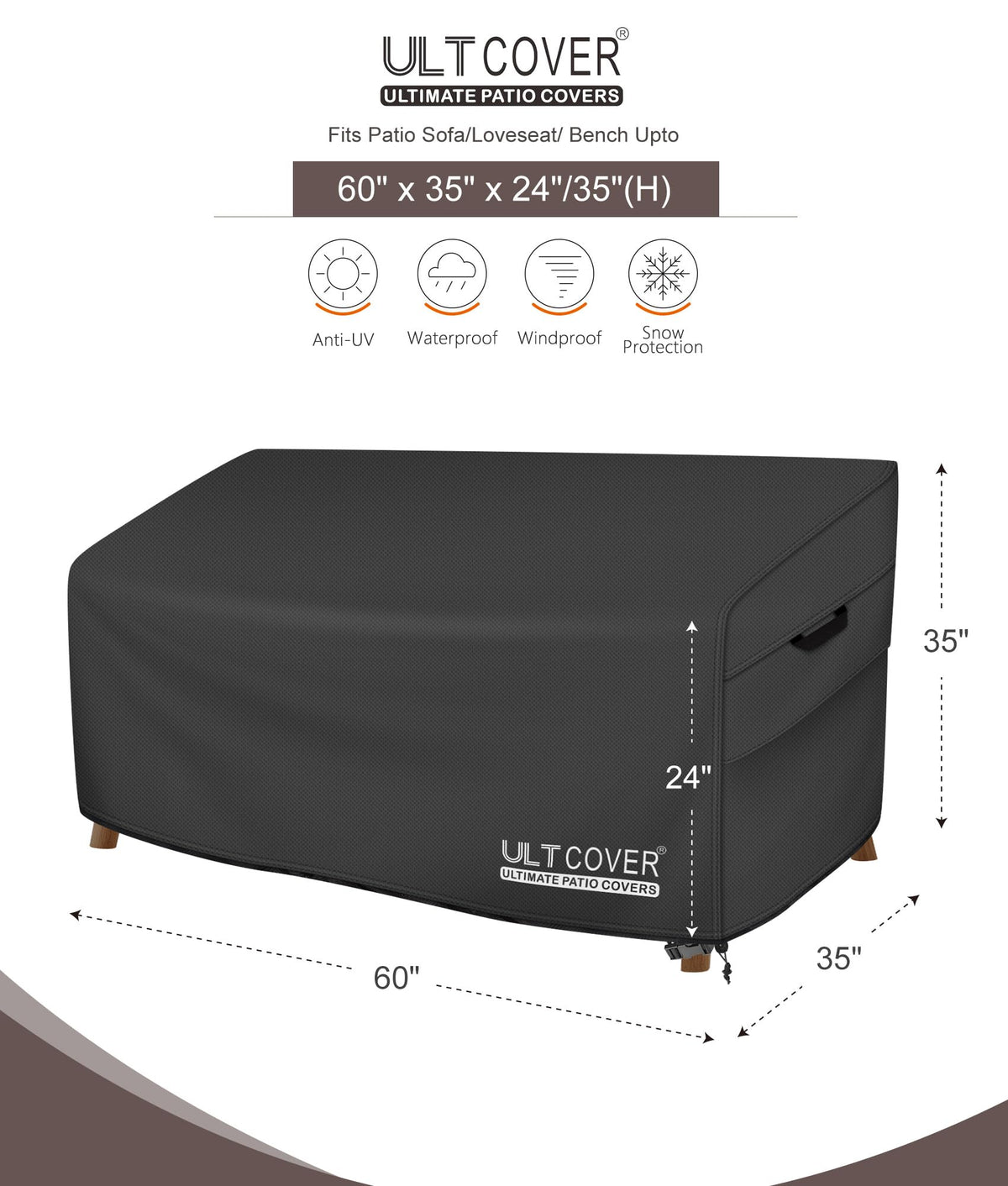 ULTCOVER waterproof 600D polyester loveseat cover maintaining clean outdoor furniture