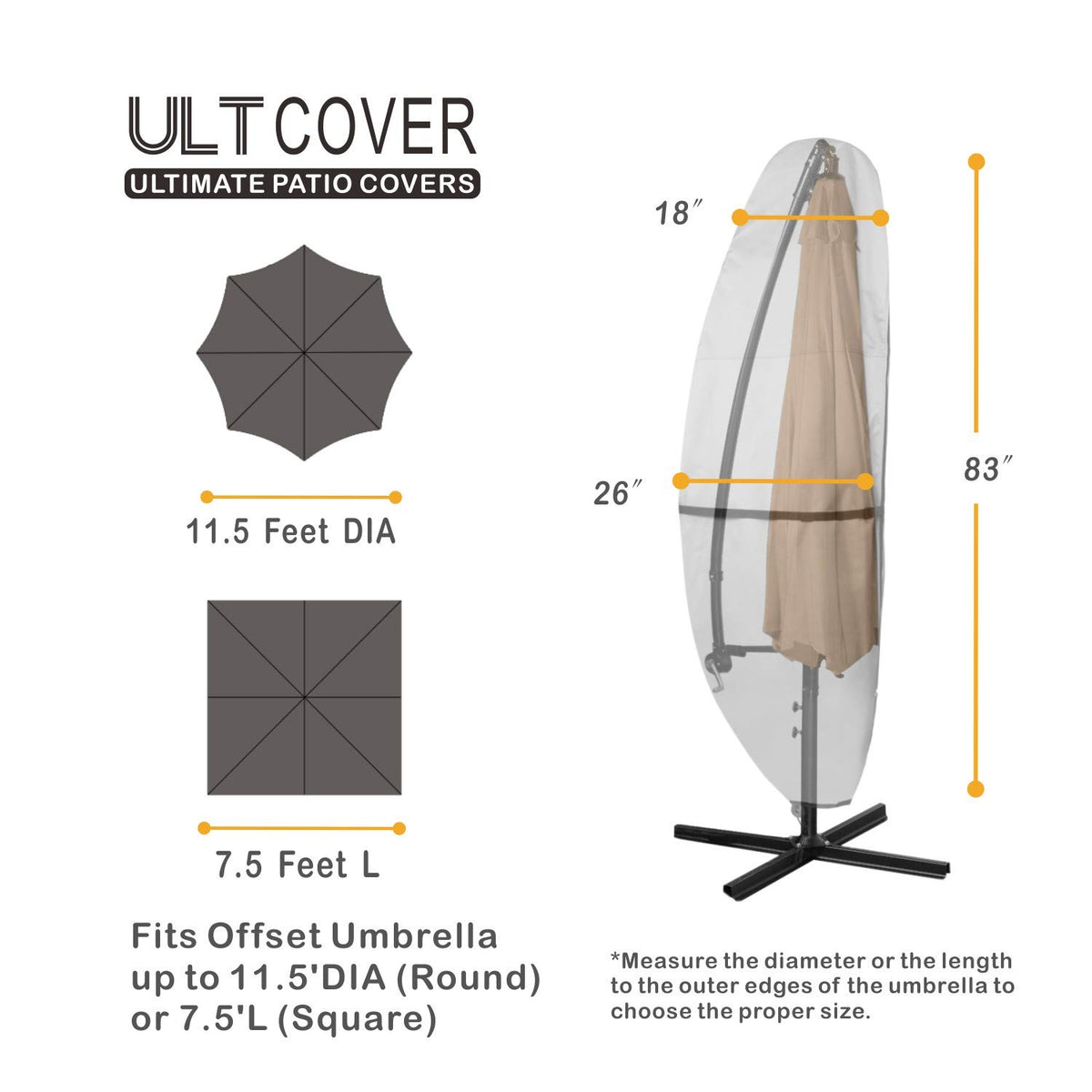 ULTCOVER offset banana umbrella cover shows tight fit for banana-style frames