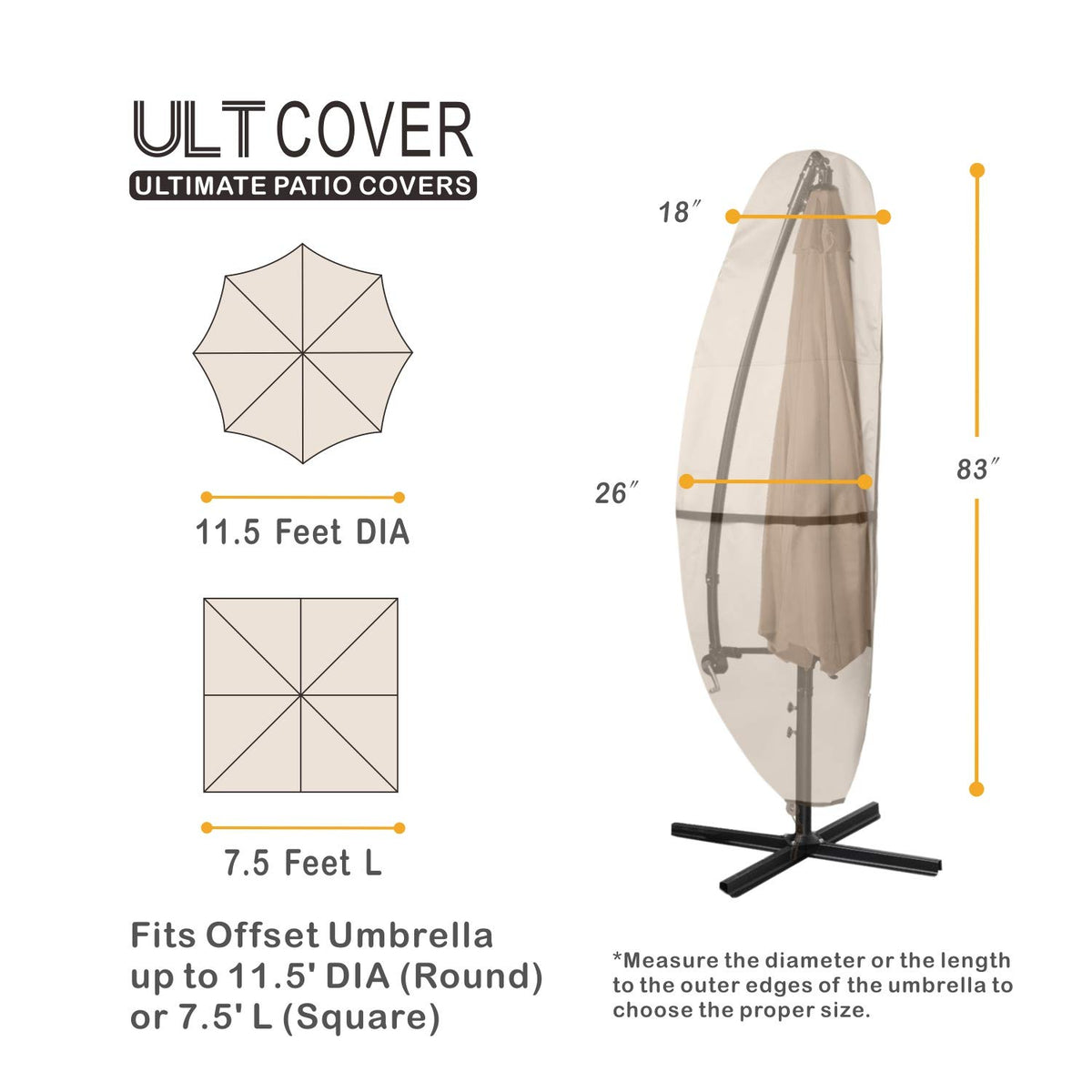 ULTCOVER offset banana umbrella cover demonstrates banana-style fit to keep canopy pristine.