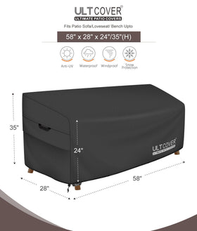 ULTCOVER patio bench cover providing heavy-duty protection for outdoor seating