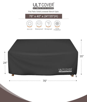 ULTCOVER patio bench cover waterproofing a grey outdoor seating area