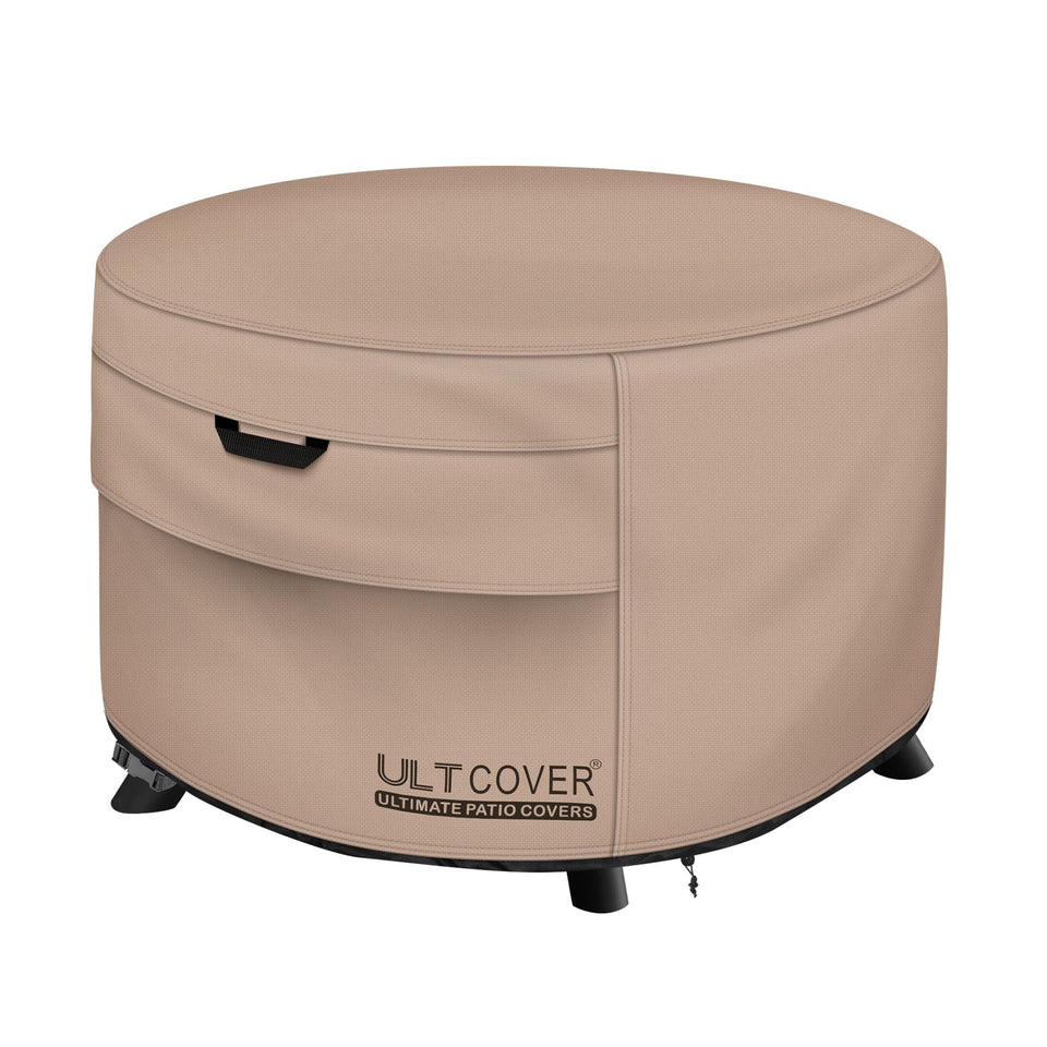 ULTCOVER patio fire pit cover round 44 inch protects from rain and debris.