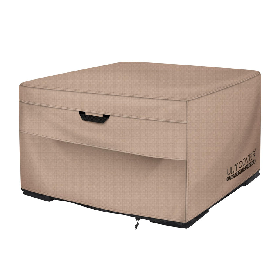 ULTCOVER square fire pit cover protects 36-inch pit from rain and sun.
