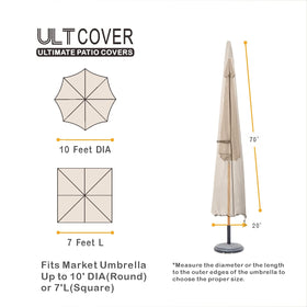 ULTCOVER 10 ft round fit keeps large market umbrellas protected.