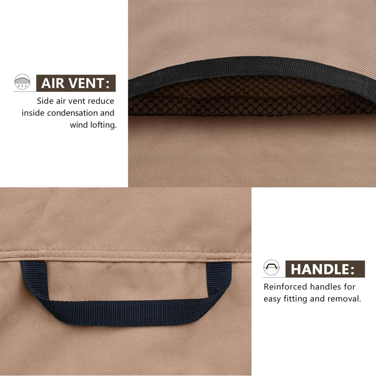 Plastic clips and elastic drawcord secure ULTCOVER around legs during strong winds