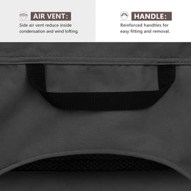 ULTCOVER plastic clips and elastic draw cords secure cover during storms.