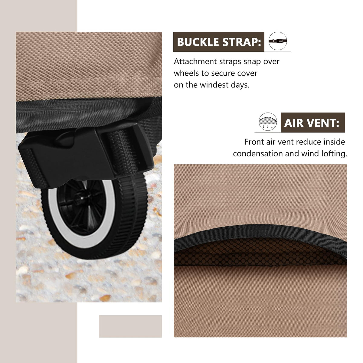 ULTCOVER plastic clips and elastic draw cords secure the cover during windy days
