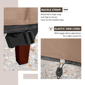 ULTCOVER secure-clip and drawcord attachment keeps the cover in place during storms.