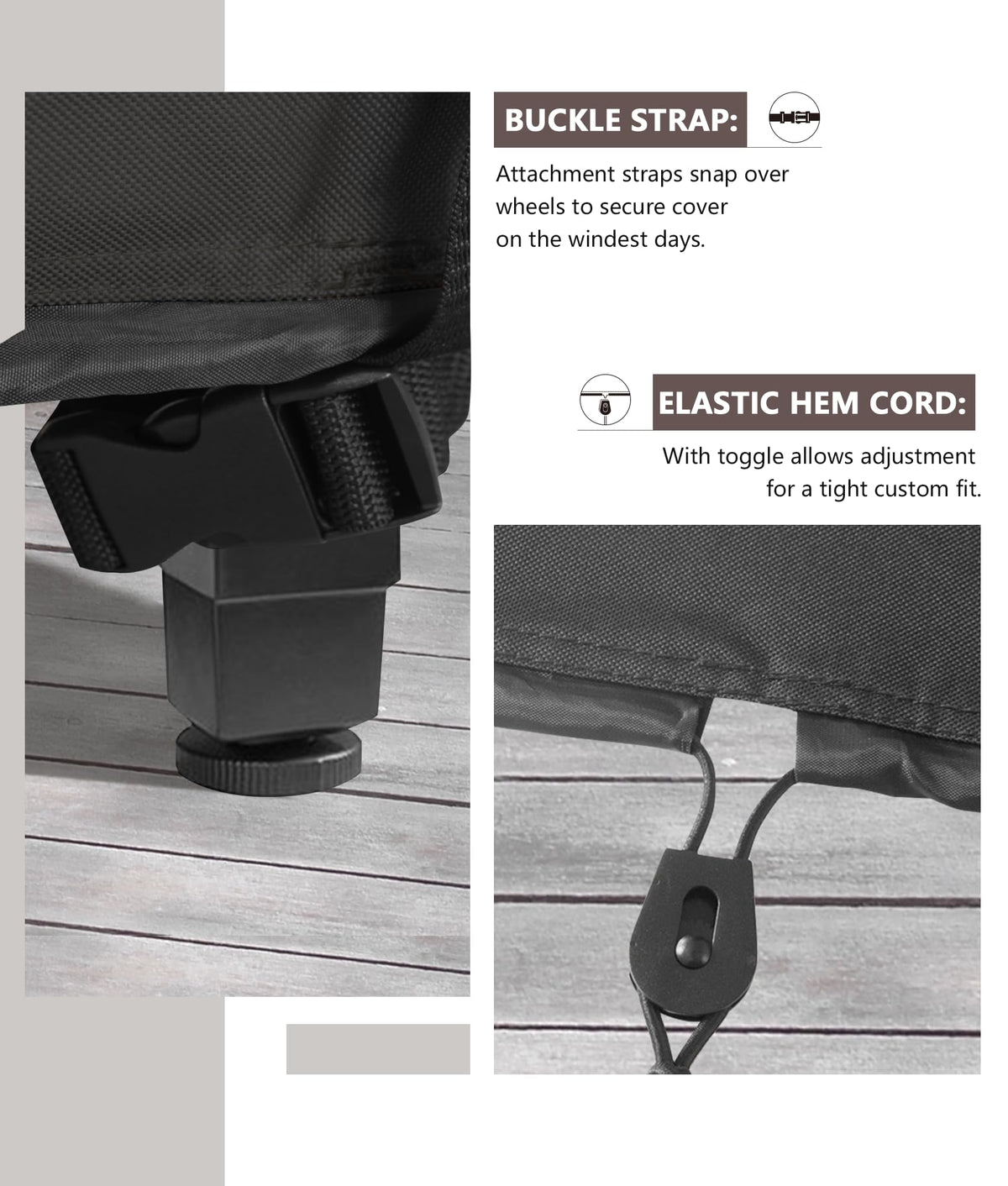 ULTCOVER side-vent-design promotes airflow to prevent moisture around the fire pit.