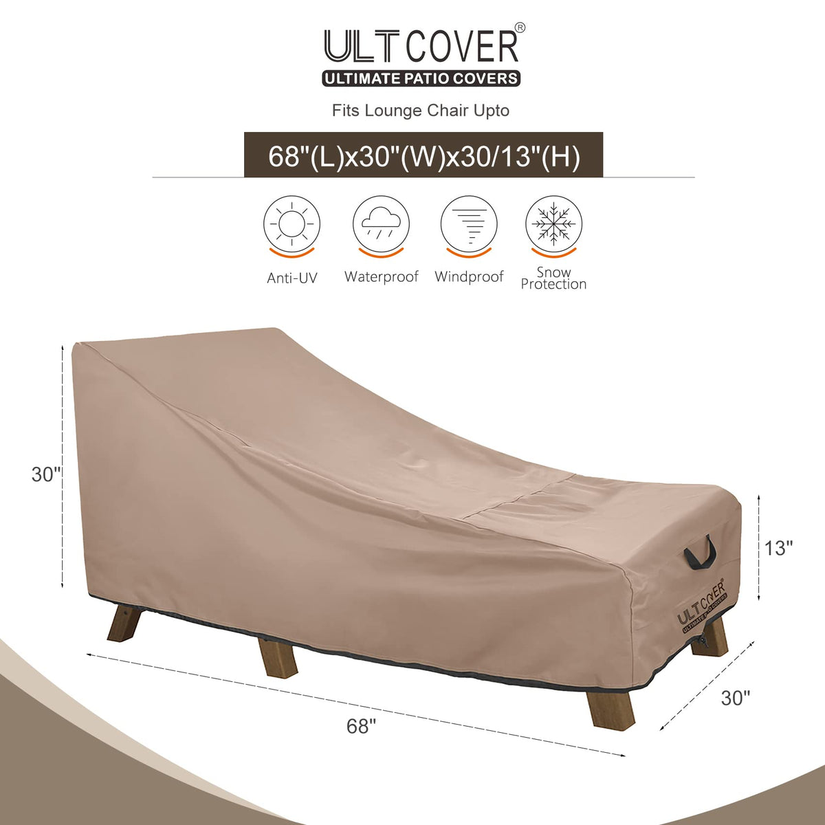 ULTCOVER chaise cover with side vents promoting airflow around the lounge