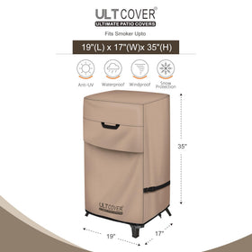 ULTCOVER vertical smoker cover side vent detail maintains airflow and dryness