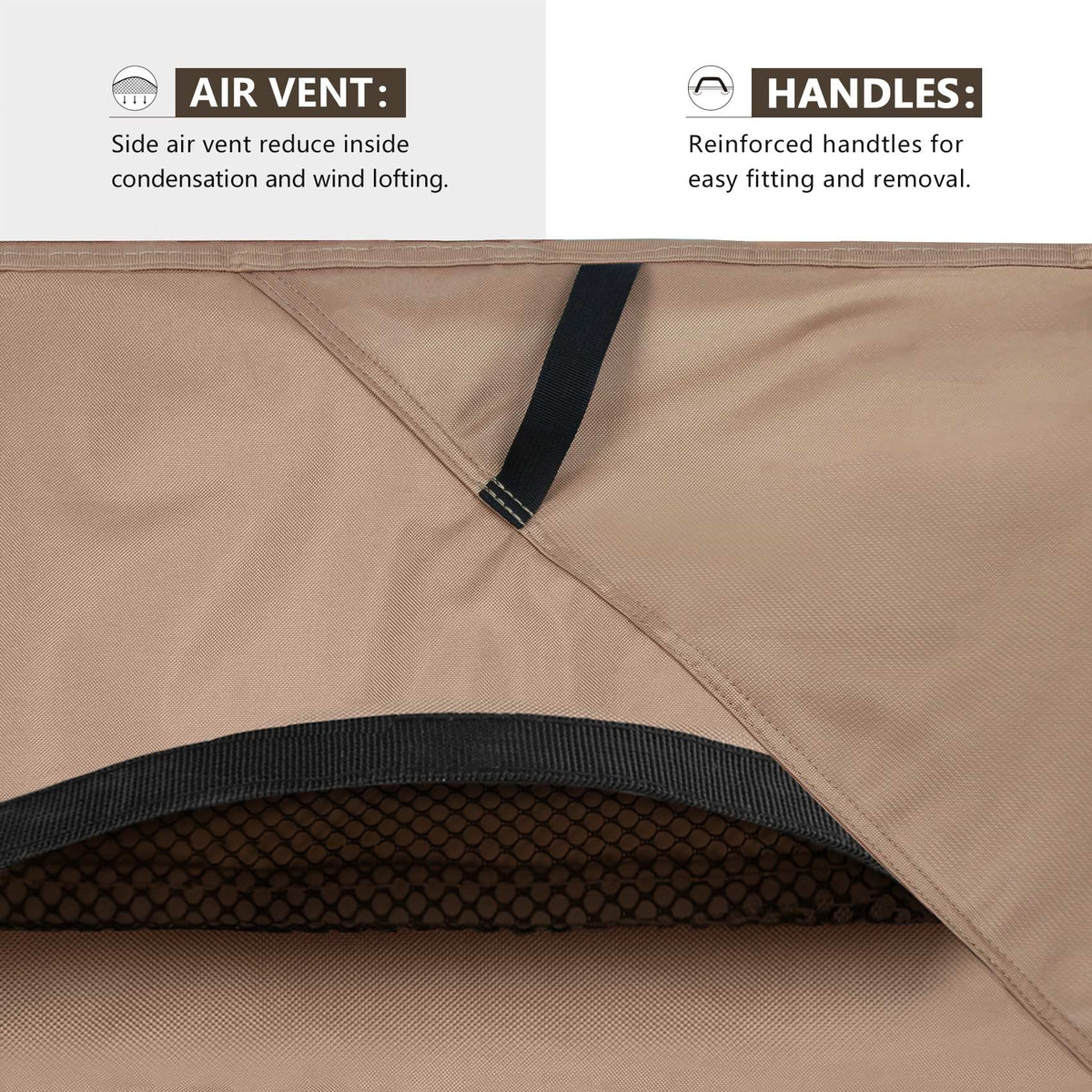 ULTCOVER table leg clips and heavy-duty cords secure against high winds.