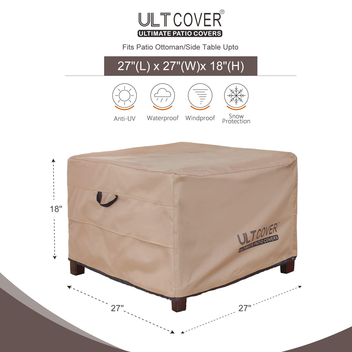 ULTCOVER ottoman cover side vents promoting airflow to keep furniture dry
