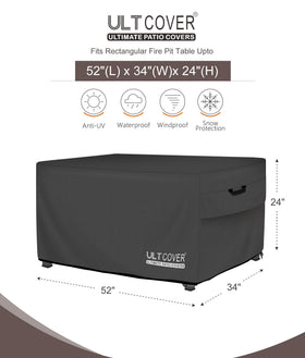 ULTCOVER waterproof-600D-polyester-fabric keeps the fire pit dry during storms.