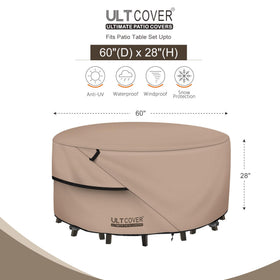 ULTCOVER waterproof 600D polyester cover keeps outdoor furniture dry during storms.