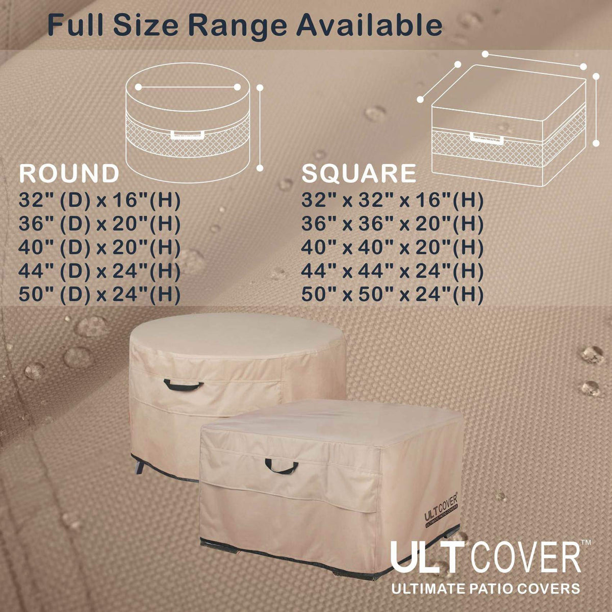 ULTCOVER waterproof backing shields 600D fabric from rain and snow.