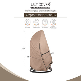 ULTCOVER waterproof egg chair cover shields against storms and snowfall.