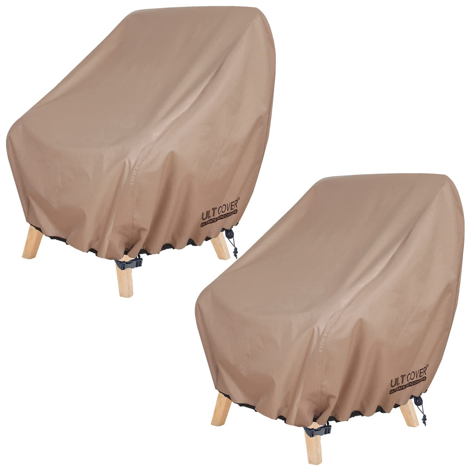 ULTCOVER waterproof patio chair cover for deep-seat chair protects from rain and dust.