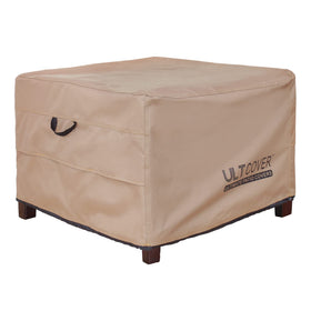 ULTCOVER waterproof patio ottoman cover, front view showing snug protection for a 24x24 inch ottoman.